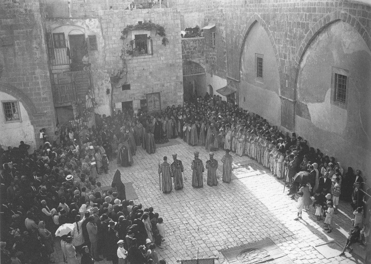 The Easter ceremony in Armenian Convent of St. James in Jerusalem, Palestine, 1900s. (Photo via Wikimedia)