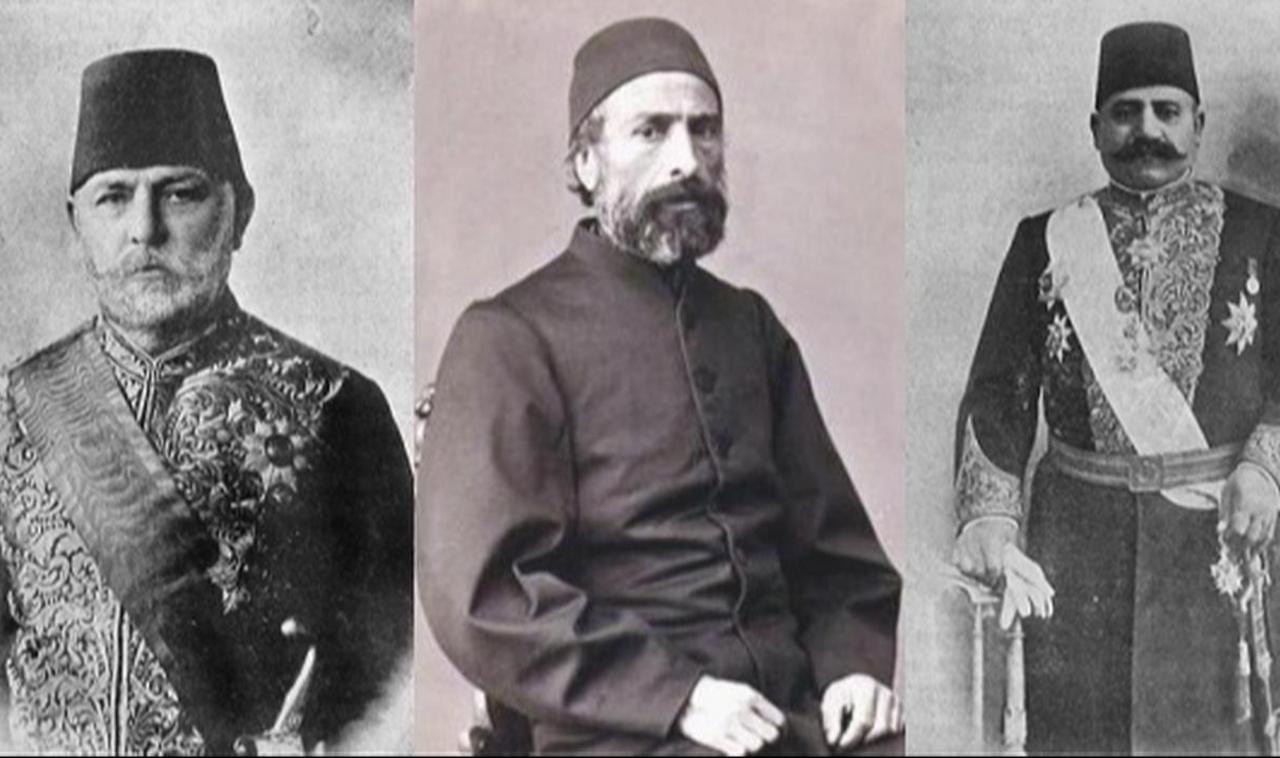 Constantine Anthopoulos (1835-1902) otherwise known as Kostaki Antopulos Pasha, a high-ranking Rum dignitary of the Ottoman Empire; Middle: İbrahim Edhem Pasha (1819 – 1893) an Ottoman statesman of Rum origin who held the office of Grand Vizier between 1877 and 1878; Right: Avraam Vaporidis Efendi (1855-1911) otherwise known as Avraam Vaporidi Efendi, an author, scholar and high-ranking Rum dignitary of the Ottoman Empire. (Photos via Wikimedia)