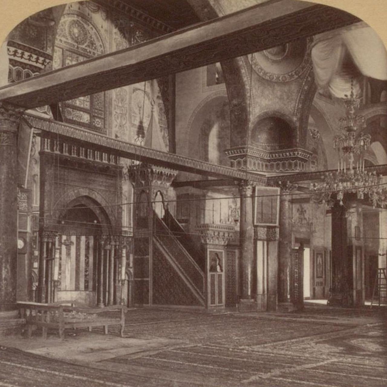The Pulpit of Umar, Al-Aqsa Mosque, Jerusalem, Palestine, 1896. (Photo via Underwood & Underwood Archive)