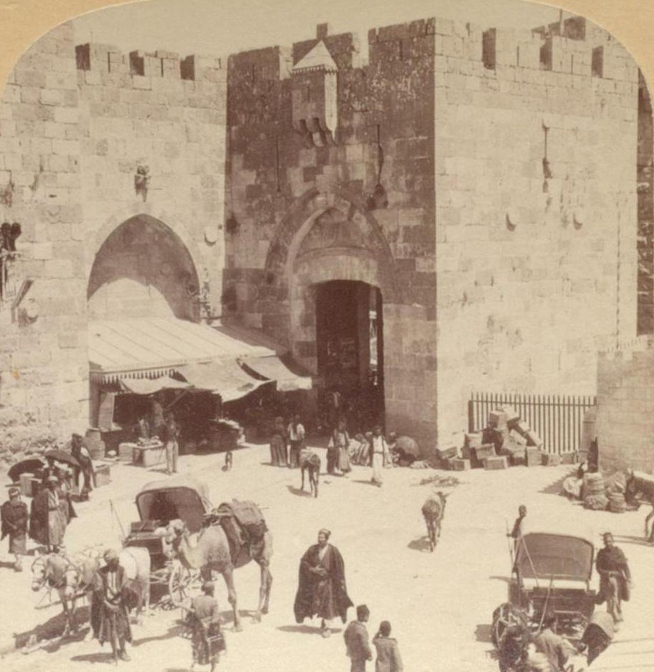 The Jaffa Gate -from outside- Jerusalem, Palestine, 1899. (Photo via Underwood & Underwood Archive)
