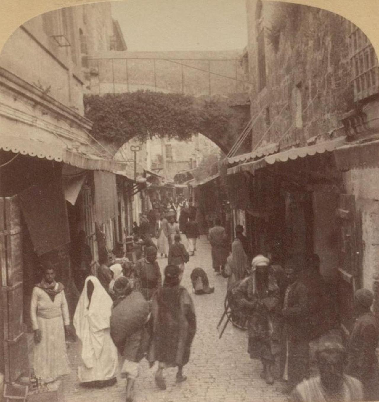 Christian Street - A motley Life in the Holy City's bazaar district, Jerusalem, Palestine, 1900. (Photo via Underwood & Underwood Archive)
