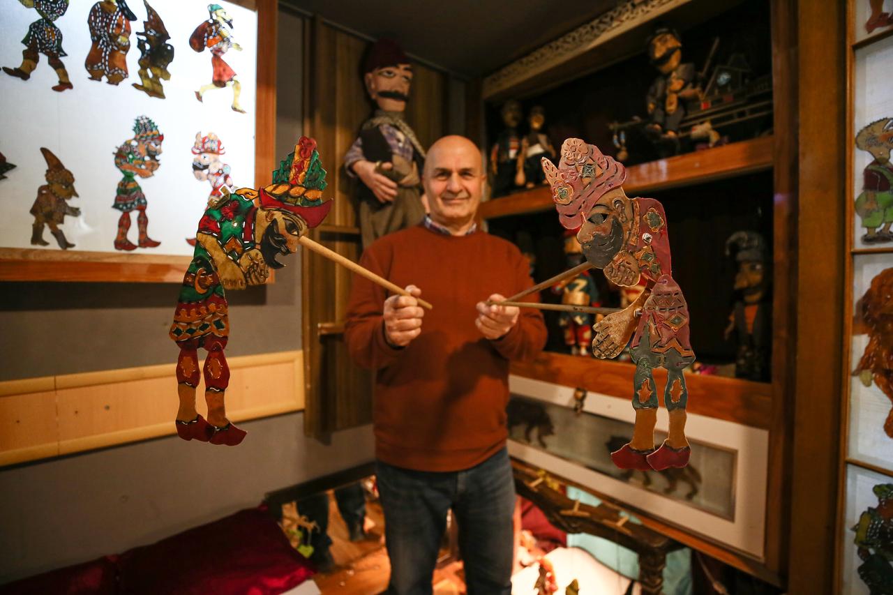 The traditional Karagoz and Hacivat shadow play and iconic figures of Turkish theater went on display at new laboratory in Bursa, Türkiye, Dec. 25, 2025. (AA Photo)