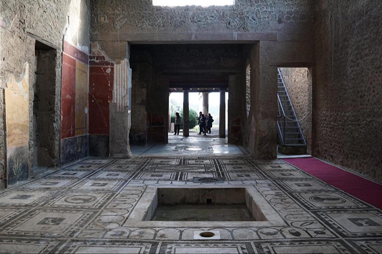 A view of the Paquius Proculus domus, one of six houses that were restored as part of the Great Pompeii Project, at the Pompeii archeological site, in Pompeii, Italy, Dec. 24, 2015. (EPA Photo)
