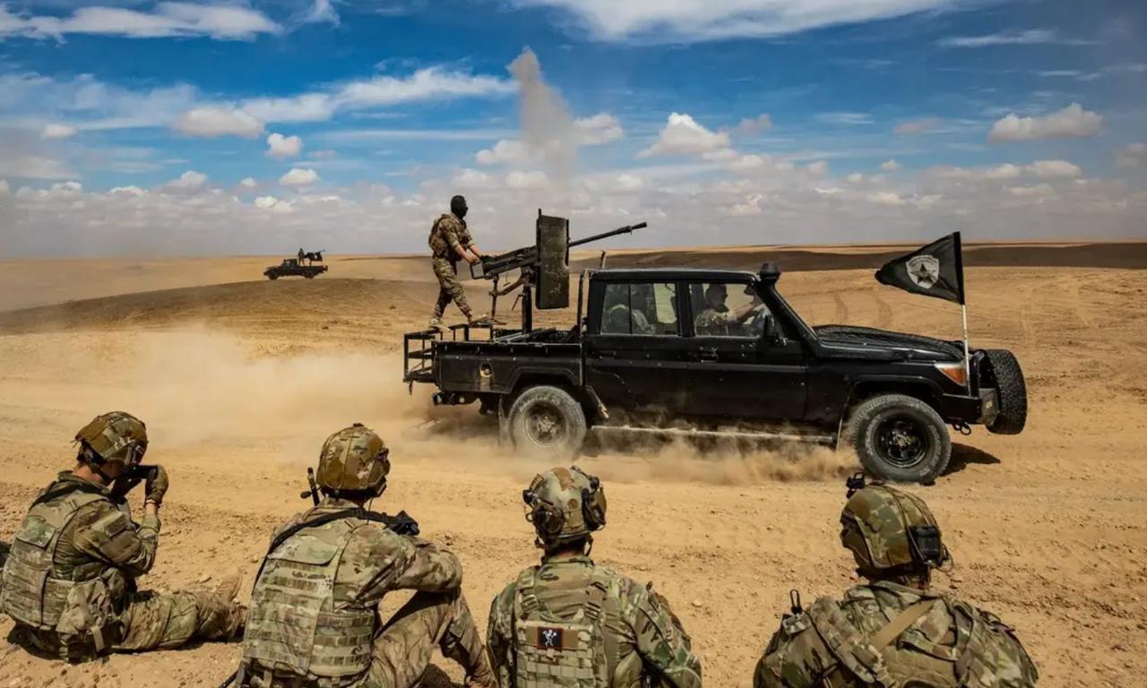 SDF members participating in military exercises with the U.S.-led International Coalition on March 25, 2022. (AFP Photo)