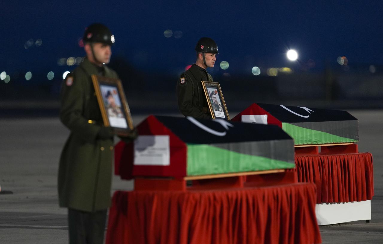 An official ceremony was held for Libyan Chief of General Staff General Mohammed Ali Al-Haddad, four accompanying passengers, and three crew members in Ankara, Türkiye, Dec. 27, 2025. (AA Photo)