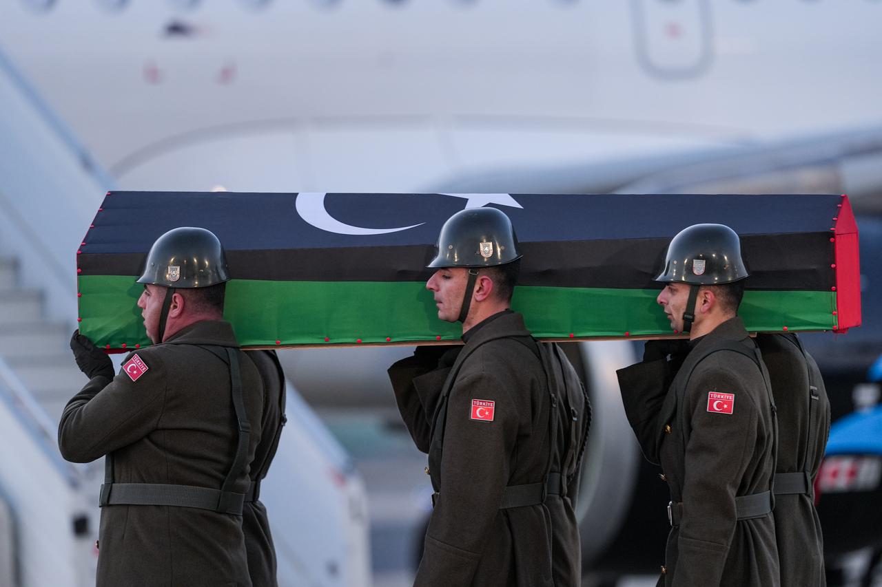 An official ceremony held at Murted Air Base Command for Libyan Chief of General Staff General Mohammed Ali Al-Haddad, accompanying passengers and crew members in Ankara, Dec. 27, 2025. (AA Photo)