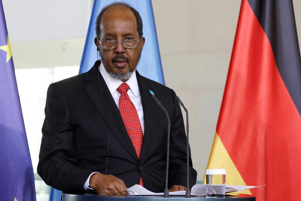 Somalia's President Hassan Sheikh Mohamud delivers a joint press conference with the German Chancellor after talks at the Chancellery in Berlin, on Nov. 5, 2024. (AFP File Photo)