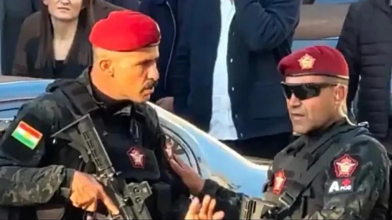 Masoud Barzani's bodyguards carrying long-barreled weapons in Cizre. Nov. 29, 2025. (Photo by X)