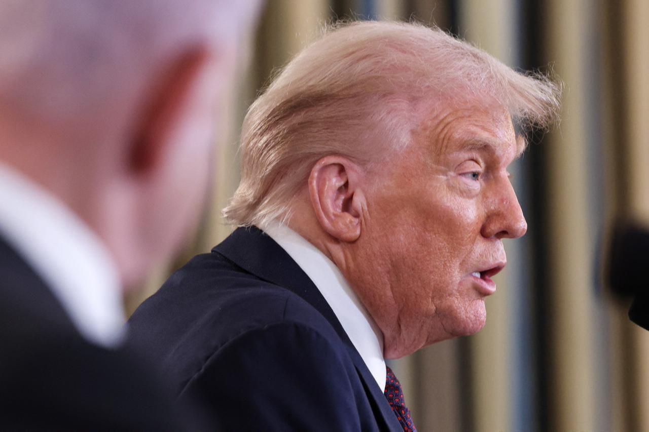 US President Donald Trump delivers remarks during a joint news conference with Israeli Prime Minister Benjamin Netanyahu in the State Dining Room at the White House in Washington, DC on Sept. 29, 2025. (AFP Photo)