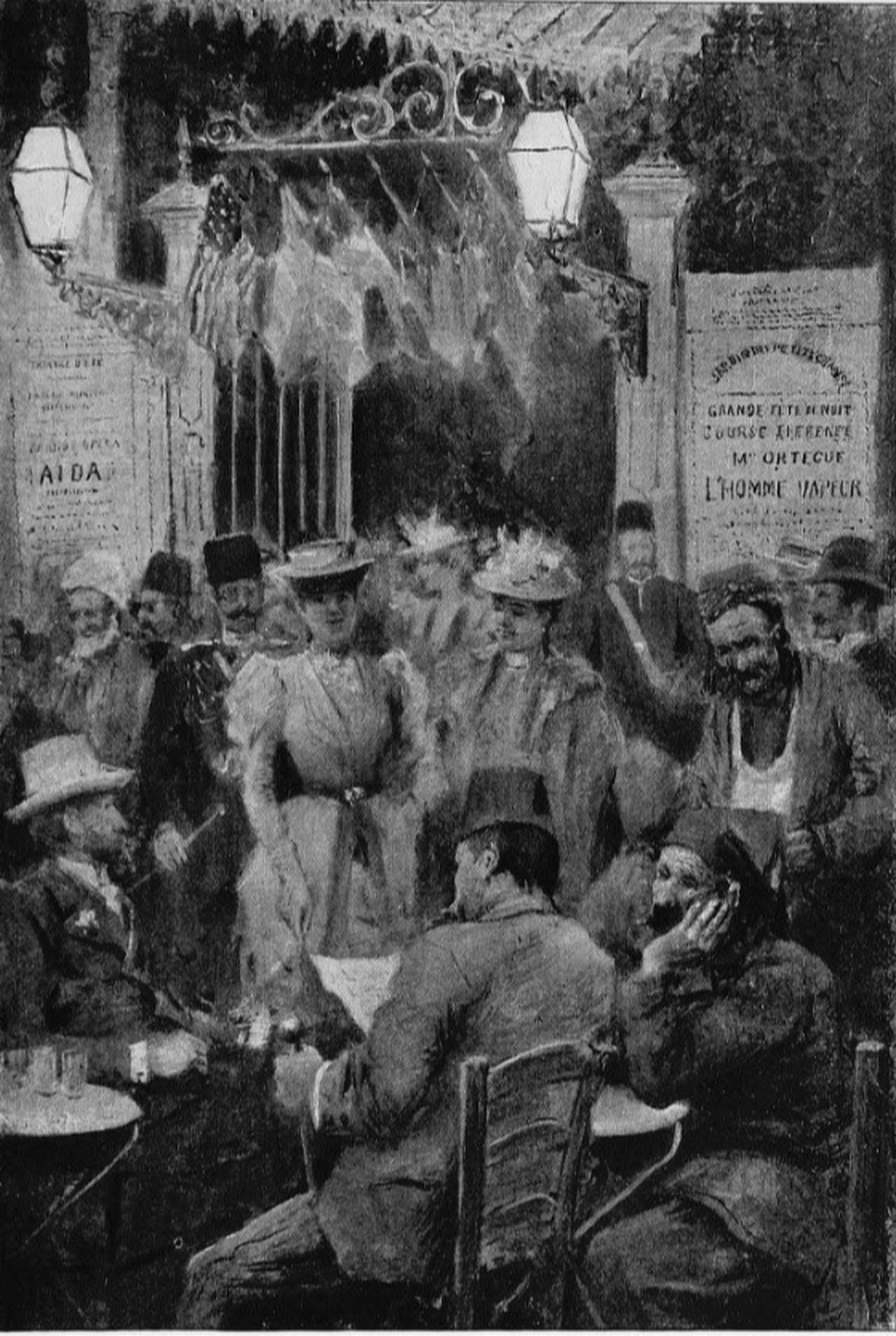 Entrance to the Municipal Garden at Pera, after the concert, twilight (1895), illustrated by Edwin L. Weeks. Source: HathiTrust Digital Library / trafo.hypotheses.org