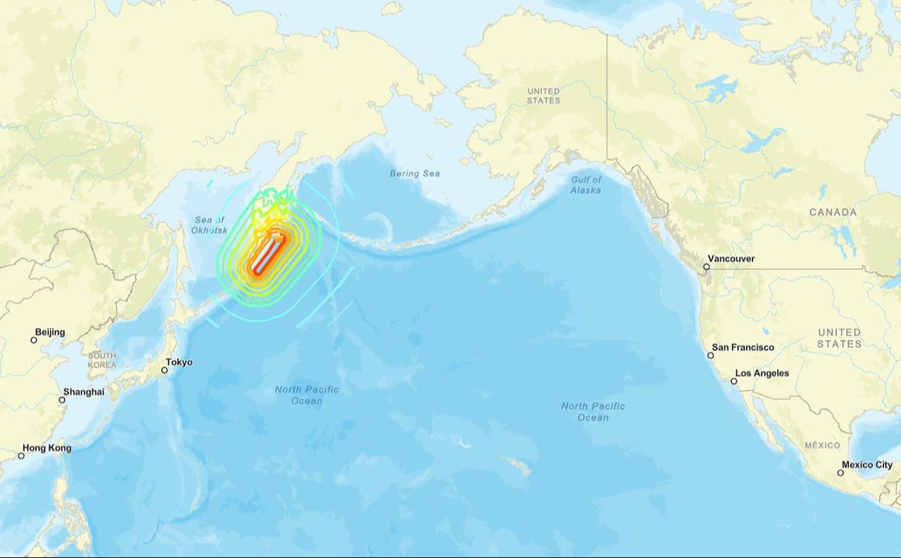 This picture, provided by the US Geological Survey (USGS), shows the exact spot where a very strong 8.7 magnitude earthquake struck off Russia's far eastern coast, July 30, 2025. (AFP PHOTO / US GEOLOGICAL SURVEY (USGS)