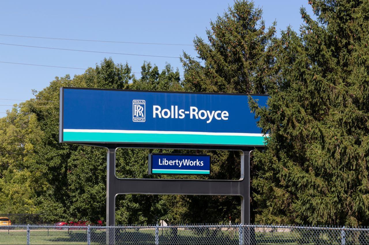 View of the signage at the Rolls-Royce LibertyWorks facility in Indianapolis, Indiana, United States. (Adobe Stock Photo)