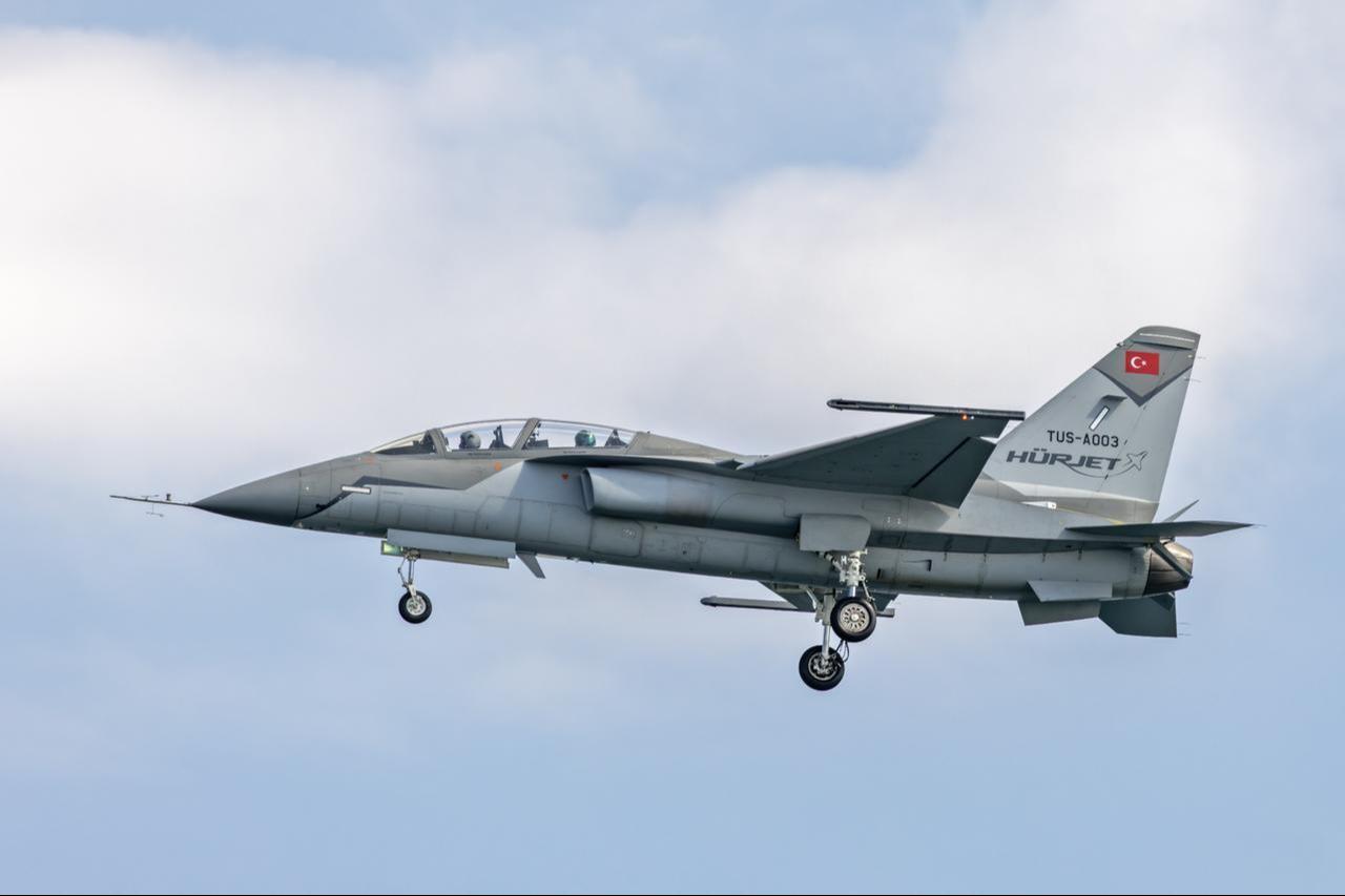 A prototype of Hurjet, Türkiyes first domestically produced jet trainer and light attack aircraft on July 19, 2025 in Istanbul, Türkiye. (AA Photo)
