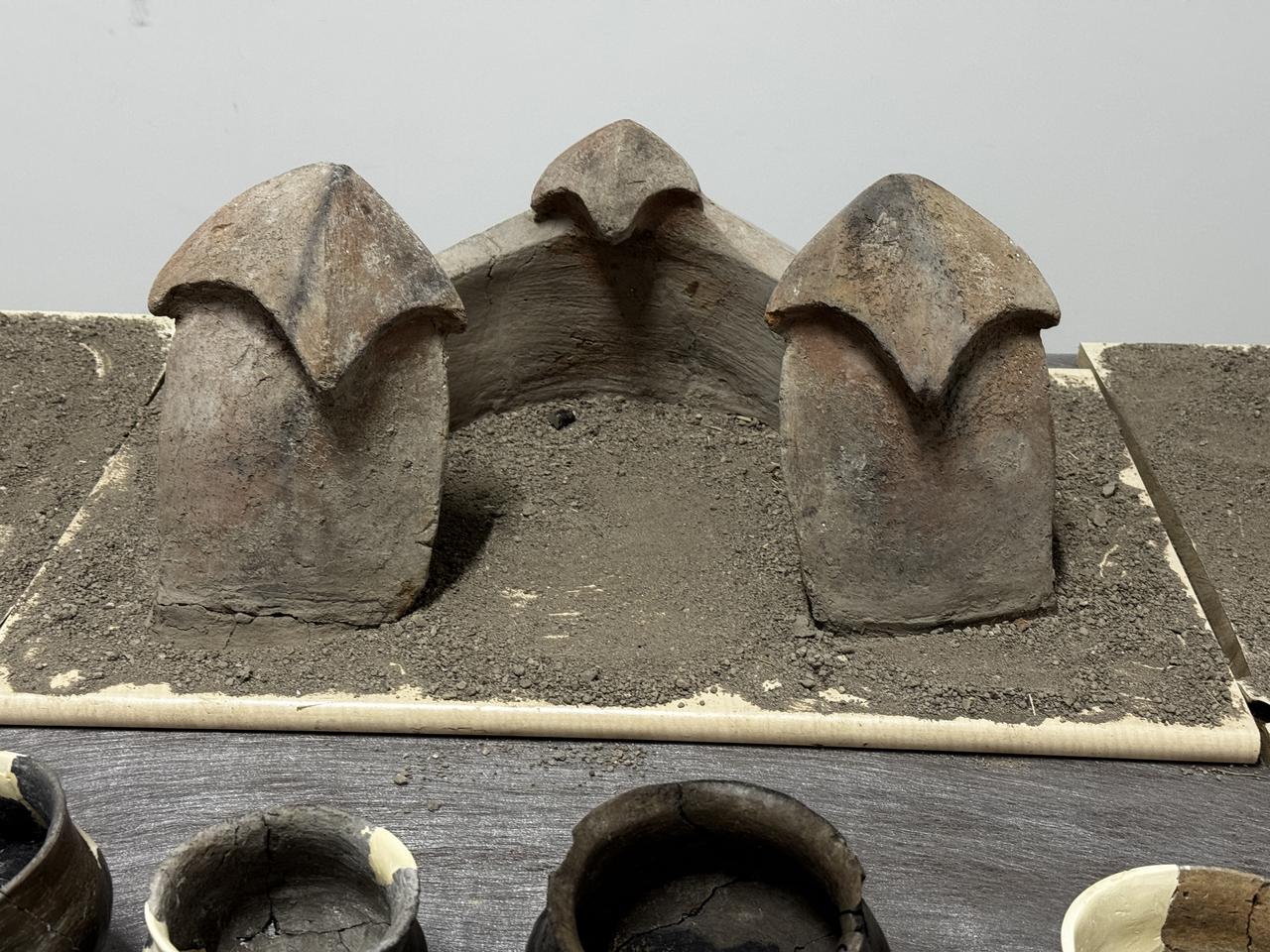 Sacred hearths unearthed during excavations at Tadim Fortress and Mound, in Elazig, Türkiye, has been completed, Dec. 30, 2025. (AA Photo)