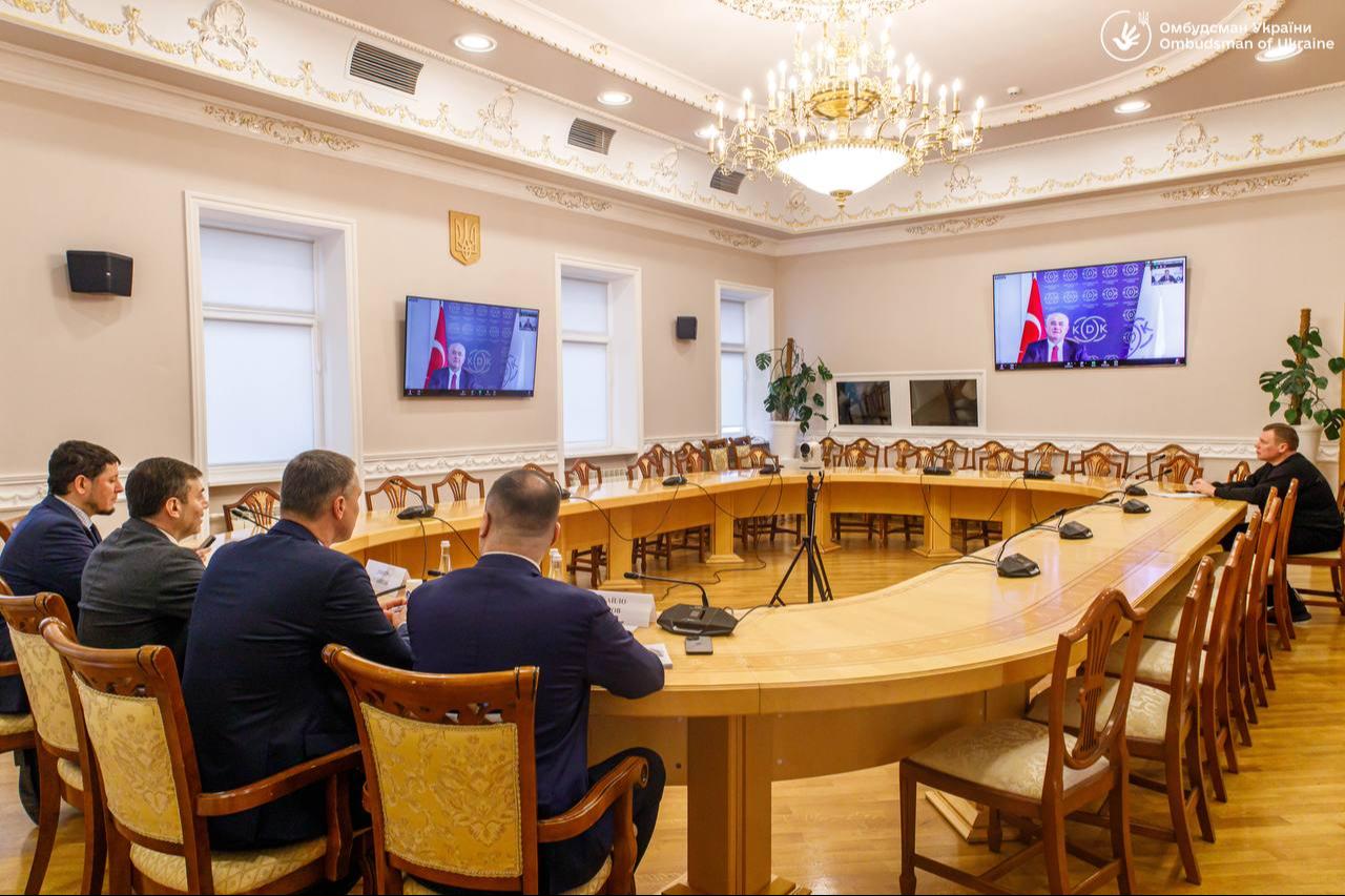 Türkiye's Chief Ombudsman Mehmet Akarca holds a virtual meeting with Ukrainian Parliament Commissioner for Human Rights Dmytro Lubinets on Dec. 30, 2025. (Photo via Telegram)