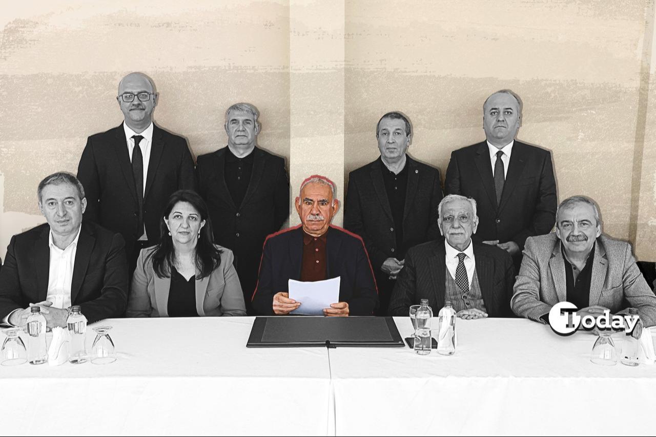 Ringleader Ocalan reads his letter with DEM Party figures (Collage prepared by Mehmet Akbas)