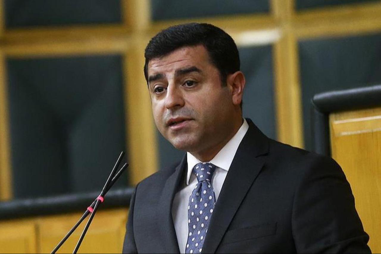 Former leader of pro-Kurdish Peoples Democratic Party (HDP) Selahattin Demirtas at his partys parliamentary group meeting. (AA Photo)