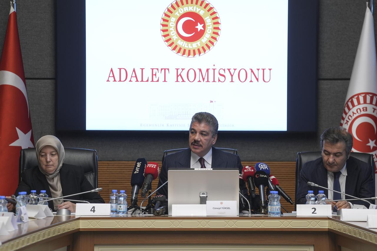 The Grand National Assembly of Türkiye’s Justice Committee convened under the chairmanship of Cuneyt Yuksel (C), AK Party Member of Parliament for Istanbul in Ankara, Türkiye on Dec. 3, 2025. (AA Photo)