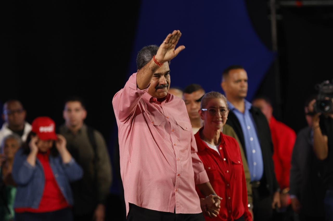 Venezuelan President Nicolás Maduro speaks during a march to swear in the Bolivarian Integral Base Committees in Caracas, Venezuela, on Nov. 15, 2025. (AA Photo)