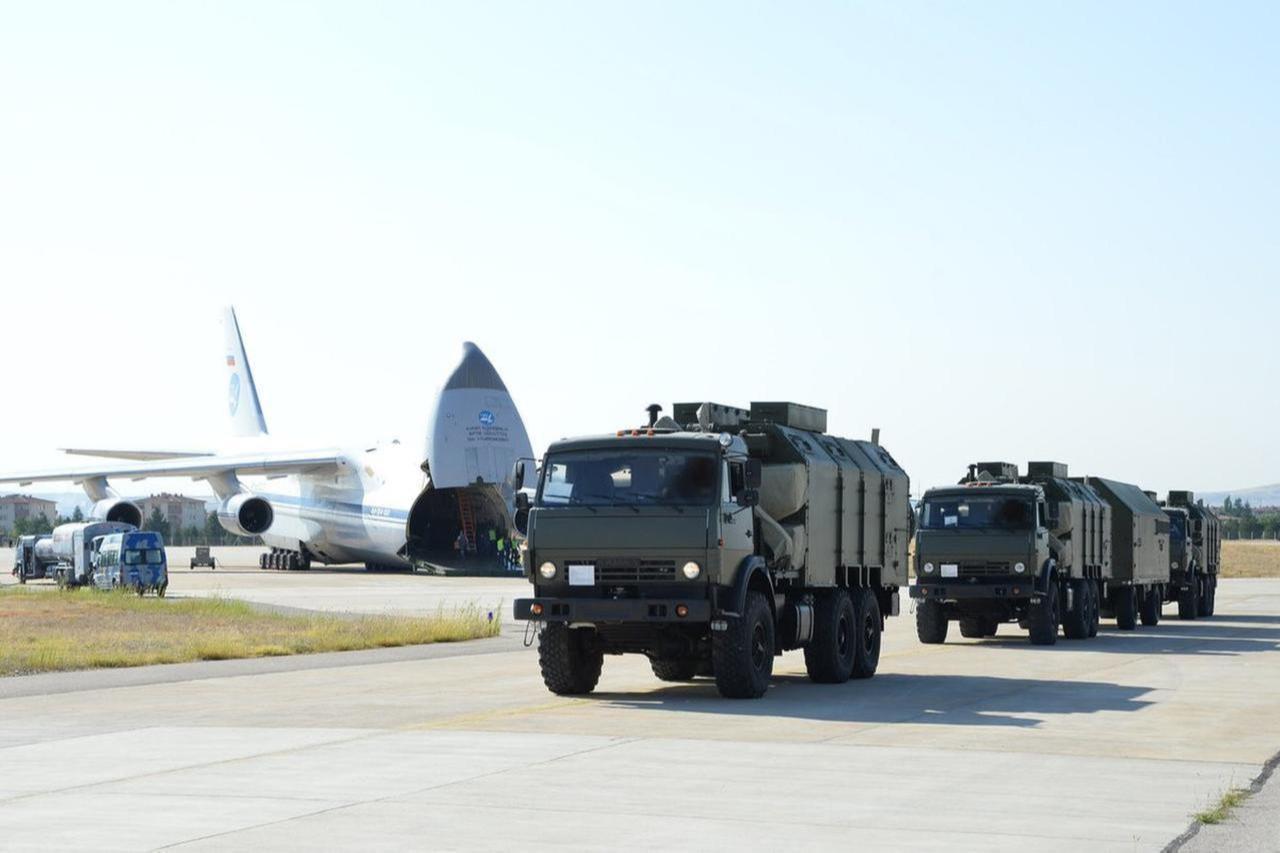 The final parts of the second battery of Russian S-400 missile defense system arrive at Murted Airbase in Ankara, Türkiye on Sept. 15, 2019.  (AA Photo)