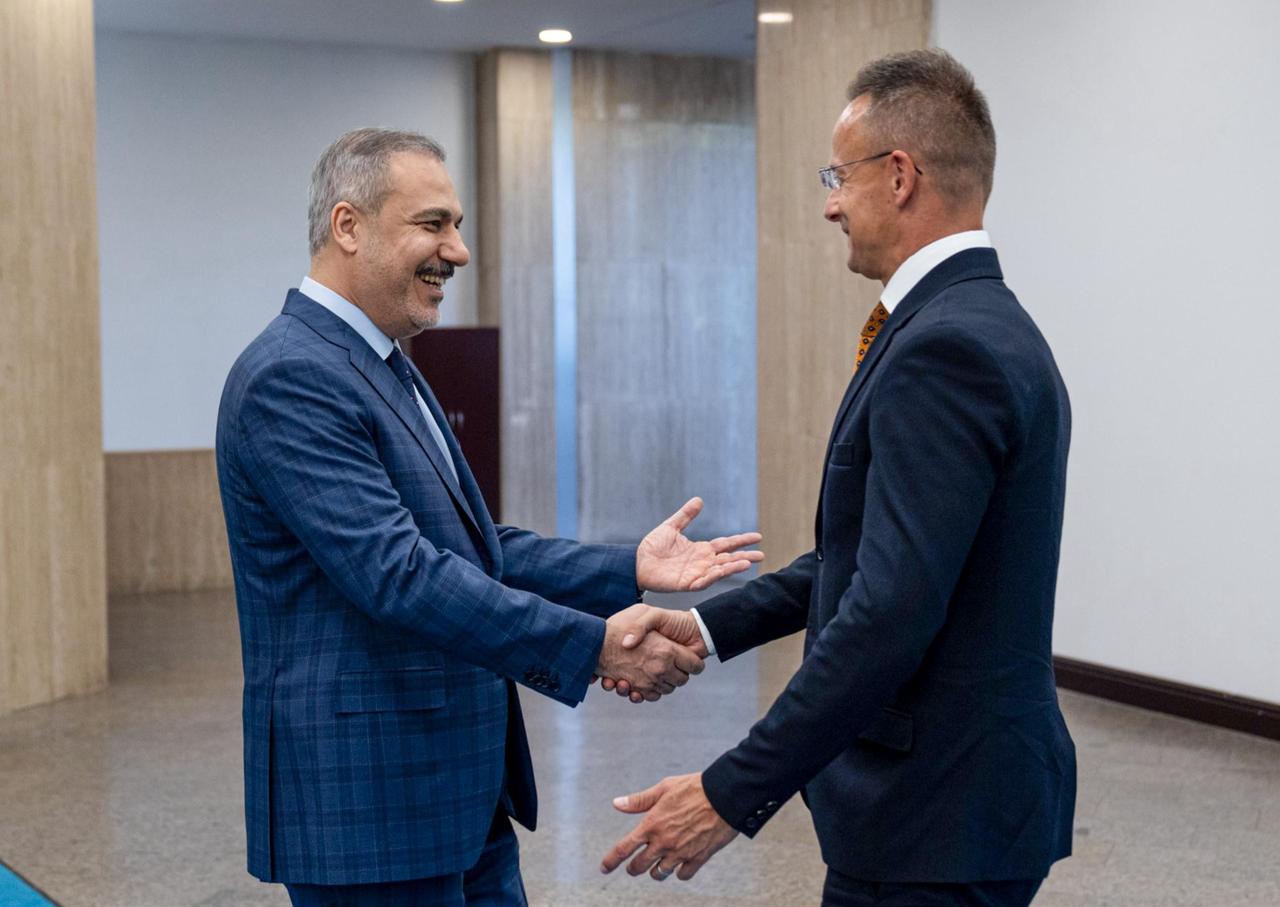 Turkish Foreign Minister Hakan Fidan (L) meets with Hungarian Deputy Minister of Foreign Affairs and Trade Peter Szijjarto (R) in Ankara, Türkiye on June 26, 2025. (AA Photo)