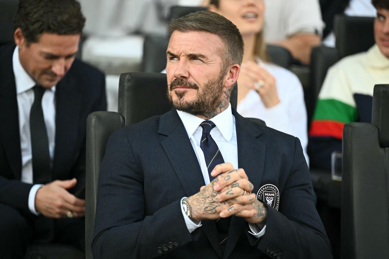 Inter Miami's president and co-owner David Beckham watches from the sidelines before the start of the Major League Soccer (MLS) Cup final between Inter Miami and the Vancouver Whitecaps at Chase Stadium in Fort Lauderdale, Florida, on Dec. 6, 2025. (AFP Photo)