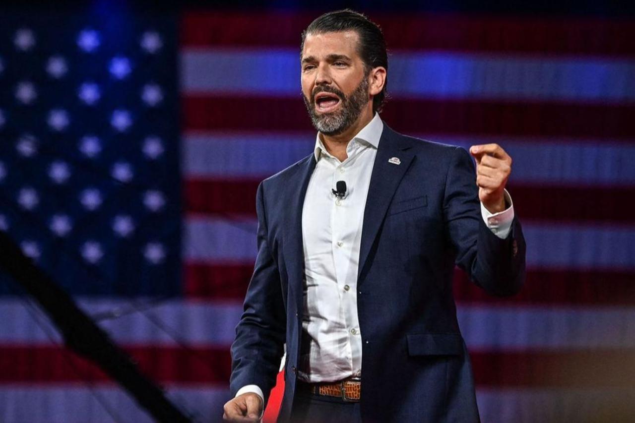 US President Donald Trumps son Donald Trump Jr. speaks at the Conservative Political Action Conference in Orlando, Florida, Feb. 2022. (AFP Photo)