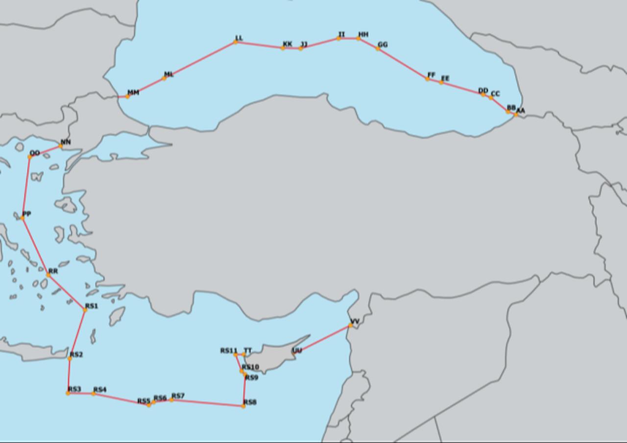 The map shows the Turkish Search and Rescue Region (SRR). (Photo via Directorate General for Maritime Affairs)