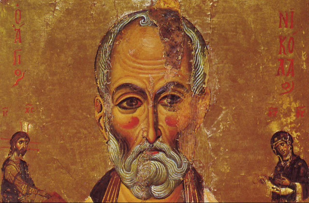 Half-length portrait showing Saint Nicholas of Myra. First half of the 13th century, Saint Catherine's Monastery, Sinai, Egypt, 2008. (Photo via K. Weitzmann)