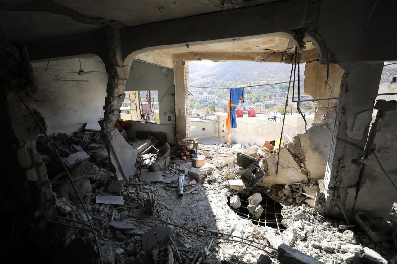 A view of damage in the village of Beit Jin, located in the rural outskirts of Damascus, after Israeli air and artillery strikes hit the area, leaving severe destruction in civilian neighborhoods in Damascus, Syria on Nov. 28, 2025. (AA Photo)