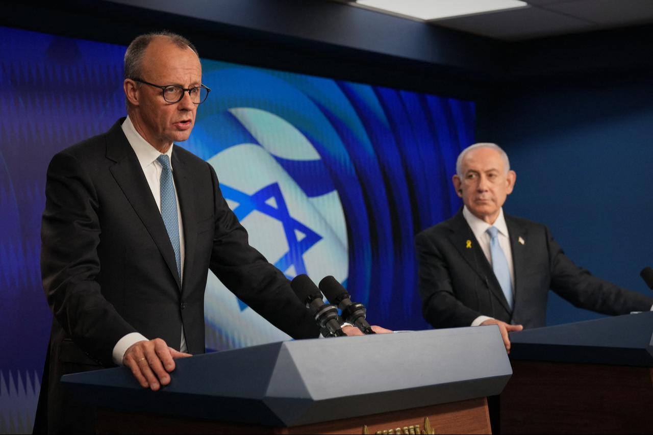 German Chancellor Friedrich Merz (L) speaks during a joint press conference with Israeli Prime Minister Benjamin Netanyahu in Jerusalem Dec. 7, 2025. (AFP Photo)