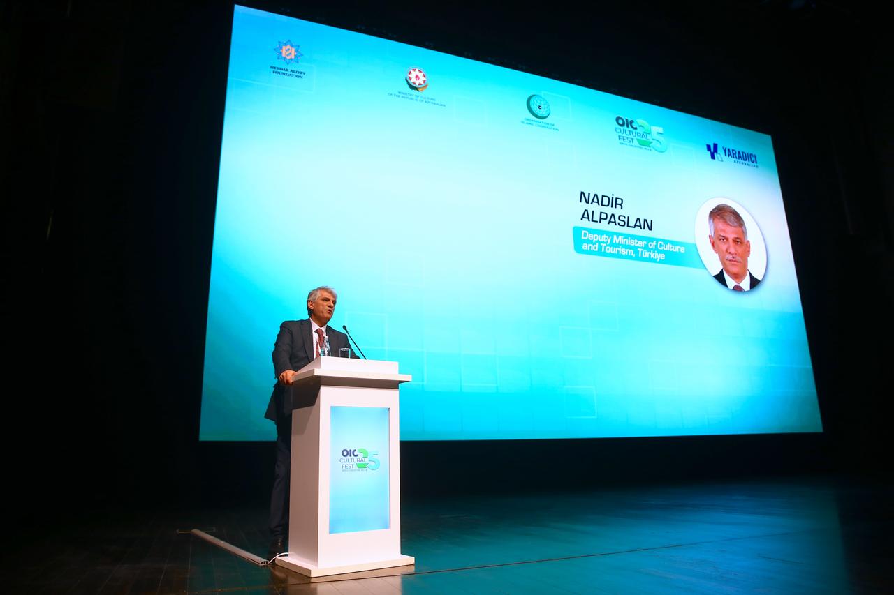 At the opening, Deputy Minister of Culture and Tourism, Nadir Alpaslan delivered a speech. Baku, Azerbaijan, December 8, 2025. (AA Photo)