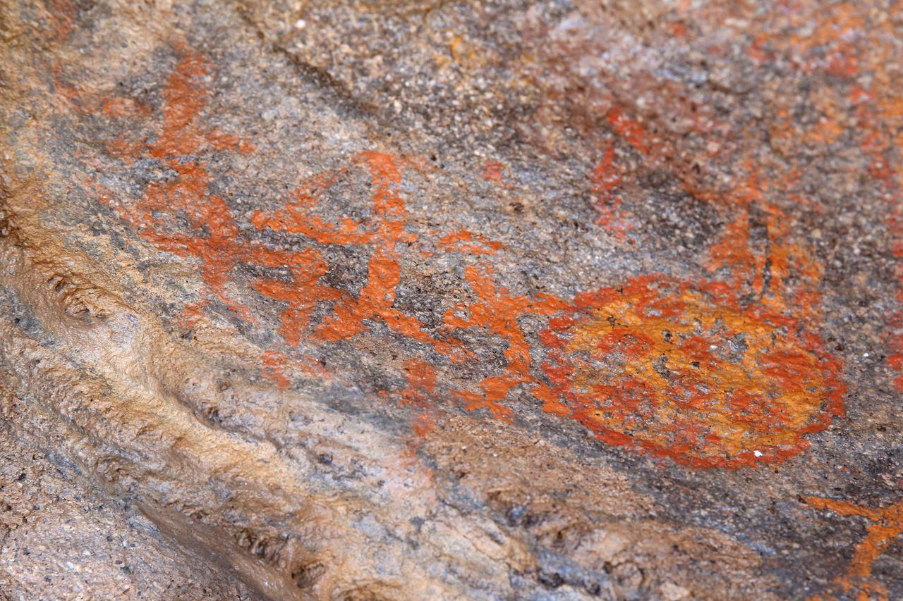 A general view of the rock paintings with human figures, discovered by a citizen's notice and thought to date back to the Neolithic Age in the mountainous areas of Kayseri, Türkiye, Nov. 19, 2025. (AA Photo)