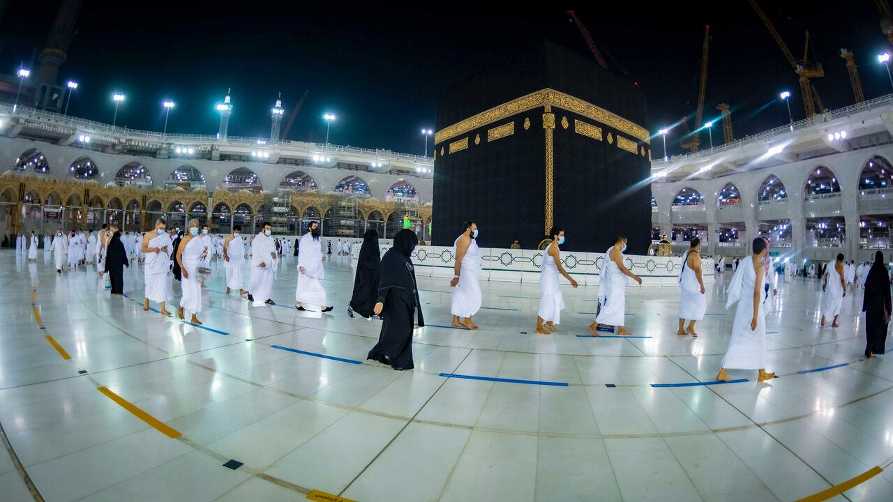 Saudis and foreign residents circumambulating the Kaaba (Tawaf) in the Grand Mosque complex in the holy city of Mecca, Oct. 4, 2020. (Photo via Saudi Ministry of Hajj and Umra/AFP)