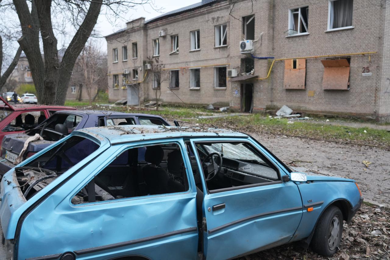 A view of the destruction after Russian forces struck residential neighborhoods with guided aerial bombs in Zaporizhzhia, Ukraine on December 08, 2025. (Zaporizhzhia Regional Military Administration HO / AA Photo)