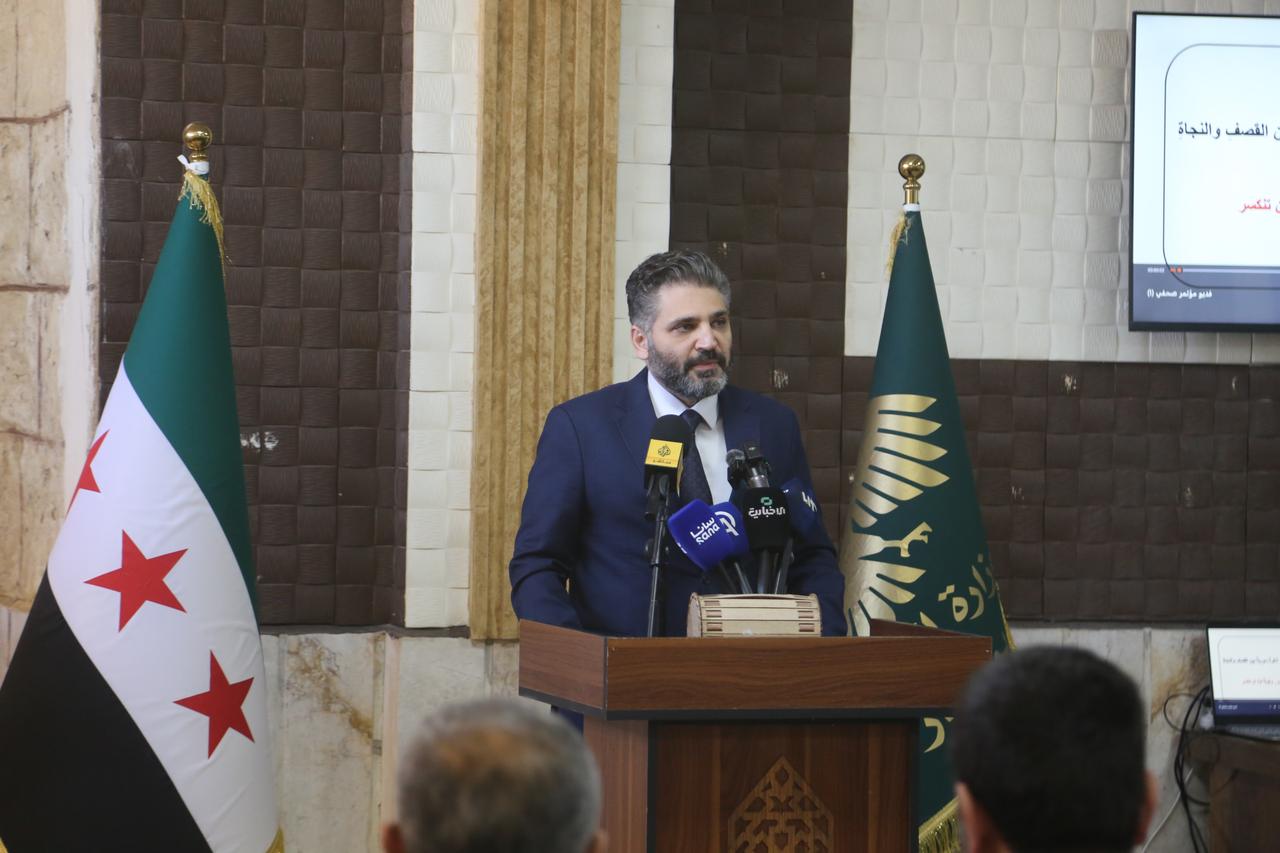 Syrian Minister of Culture Mohammed Yassin Saleh delivers a speech in Idlib Museum in Idlib, Syria, Dec. 3, 2025. (AA Photo)