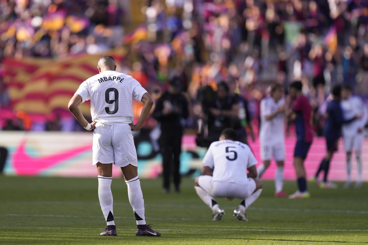  Kylian Mbappe centre-forward of Real Madrid and France dejected after losing the La Liga match between FC Barcelona and Real Madrid at Estadi Olimpic Lluis Companys on May 11, 2025 in Barcelona, Spain. (AA Photo)