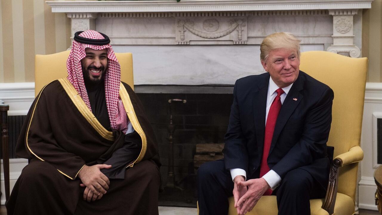 US President Donald Trump and Saudi Deputy Crown Prince Mohammed bin Salman speak to the media in the Oval Office at the White House in Washington, DC, on March 14, 2017. (AFP Photo)