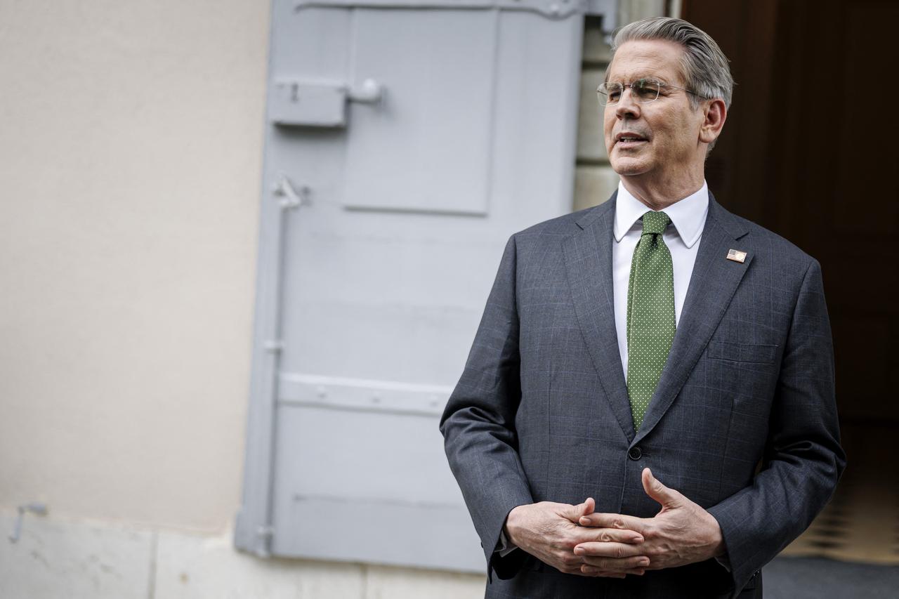 US Treasury Secretary Scott Bessent speaks to the media after talks between seniors US and Chinese officials on tariffs at the residence of the permanent Swiss ambassador to the United Nations in Geneva on May 11, 2025. (AFP Photo)