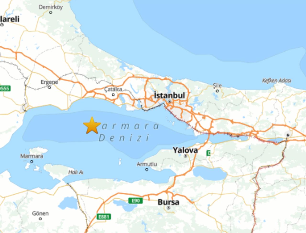 The epicenter of the earthquake that hit Istanbul's Silivri districts on May 13, 2025. (Source: AFAD))