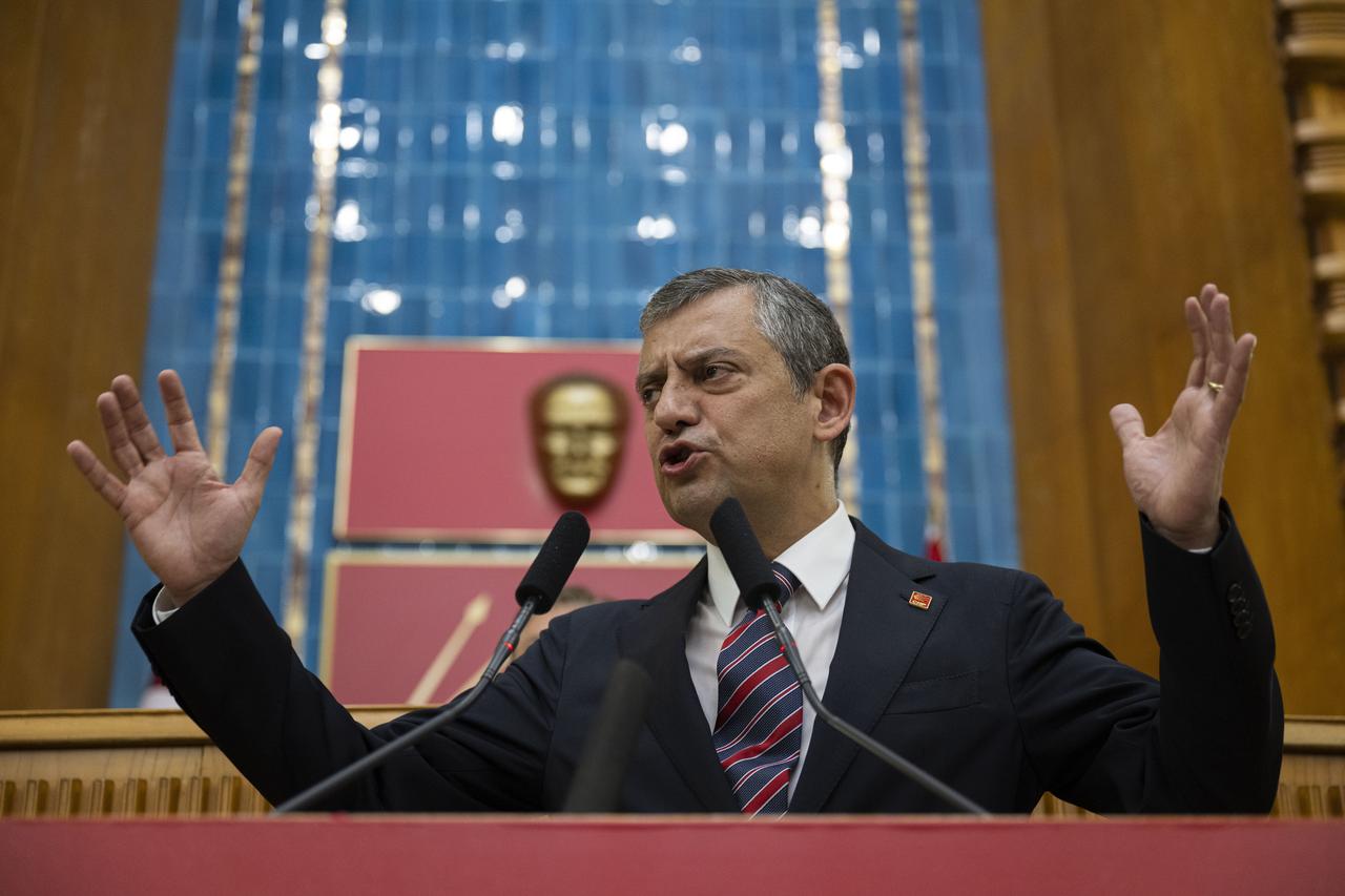  Leader of the Republican People's Party (CHP) Ozgur Ozel speaks during his party's group meeting at the Turkish Grand National Assembly in Ankara, Turkiye on May 6, 2025. (AA Photo)