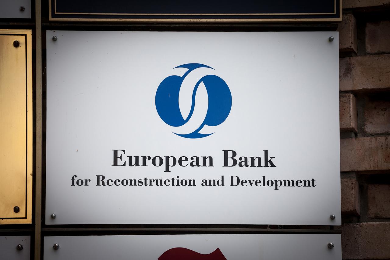 A signboard displaying the logo of the European Bank for Reconstruction and Development (EBRD) at its headquarters in Belgrade, Serbia, on September 15, 2021. (Adobe Stock Photo)