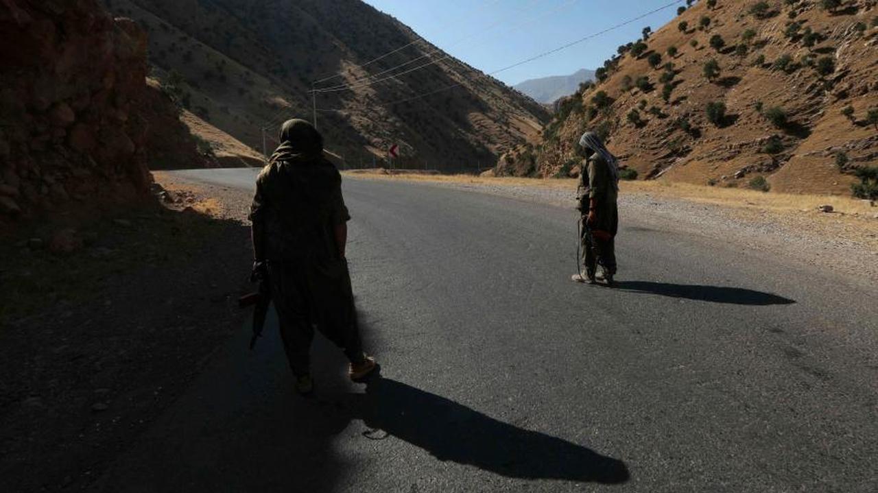 Terrorist group PKK members in an unknown location at undated time. (Collage by Türkiye Today)