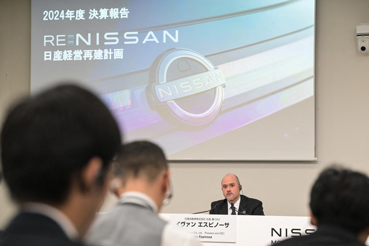 Ivan Espinosa, CEO of Japanese automaker Nissan, attends a press conference to announce the company's fiscal 2024 full-year results, at their headquarters in the city of Yokohama, Kanagawa prefecture on May 13, 2025. (AFP Photo)