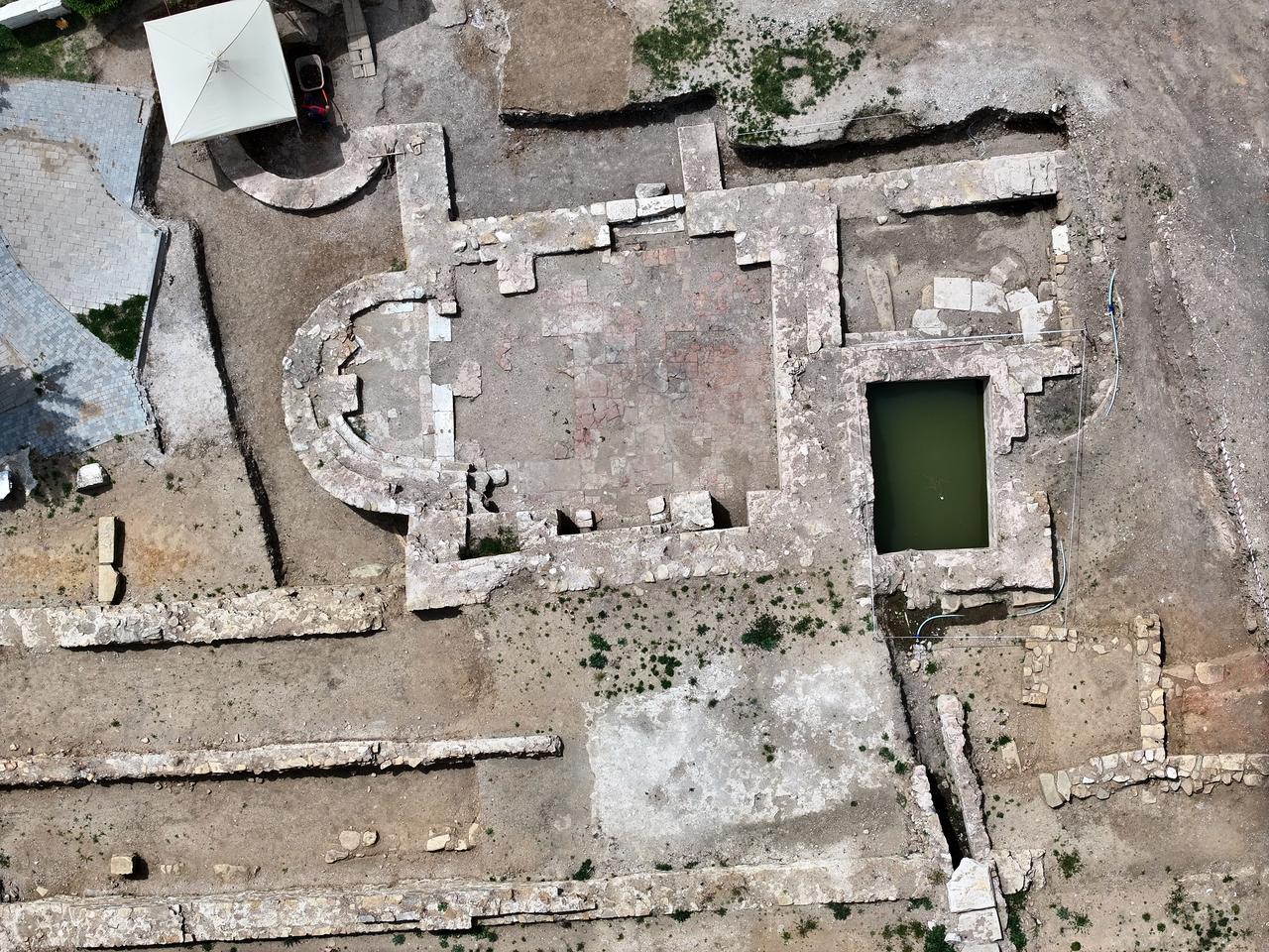 An aerial view of the Late Roman church in the ancient city of Prusias Ad Hypium in the Konuralp region of Duzce, Türkiye, May 12, 2025. (AA Photo)