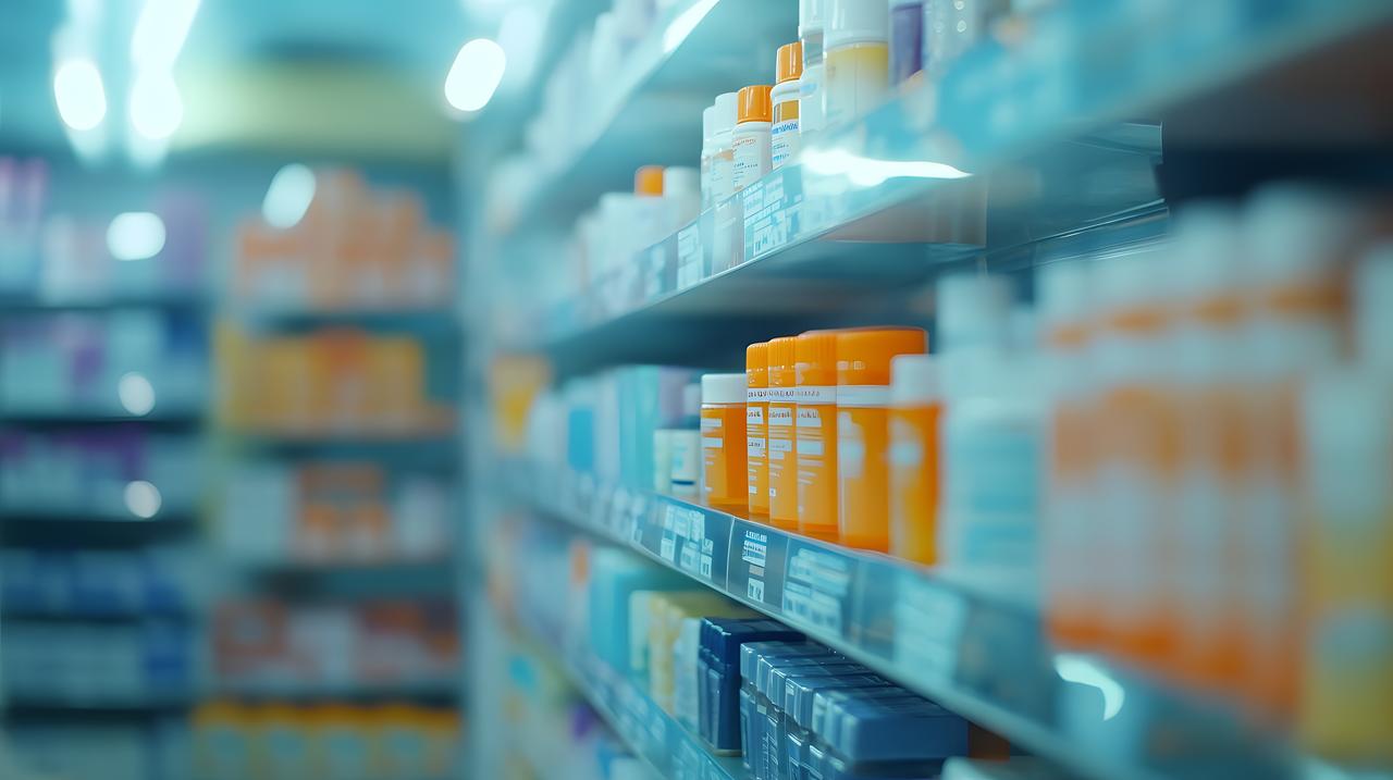 Vitamins and drugs are seen in a supermarket aisle. (Adobe Stock Photo)