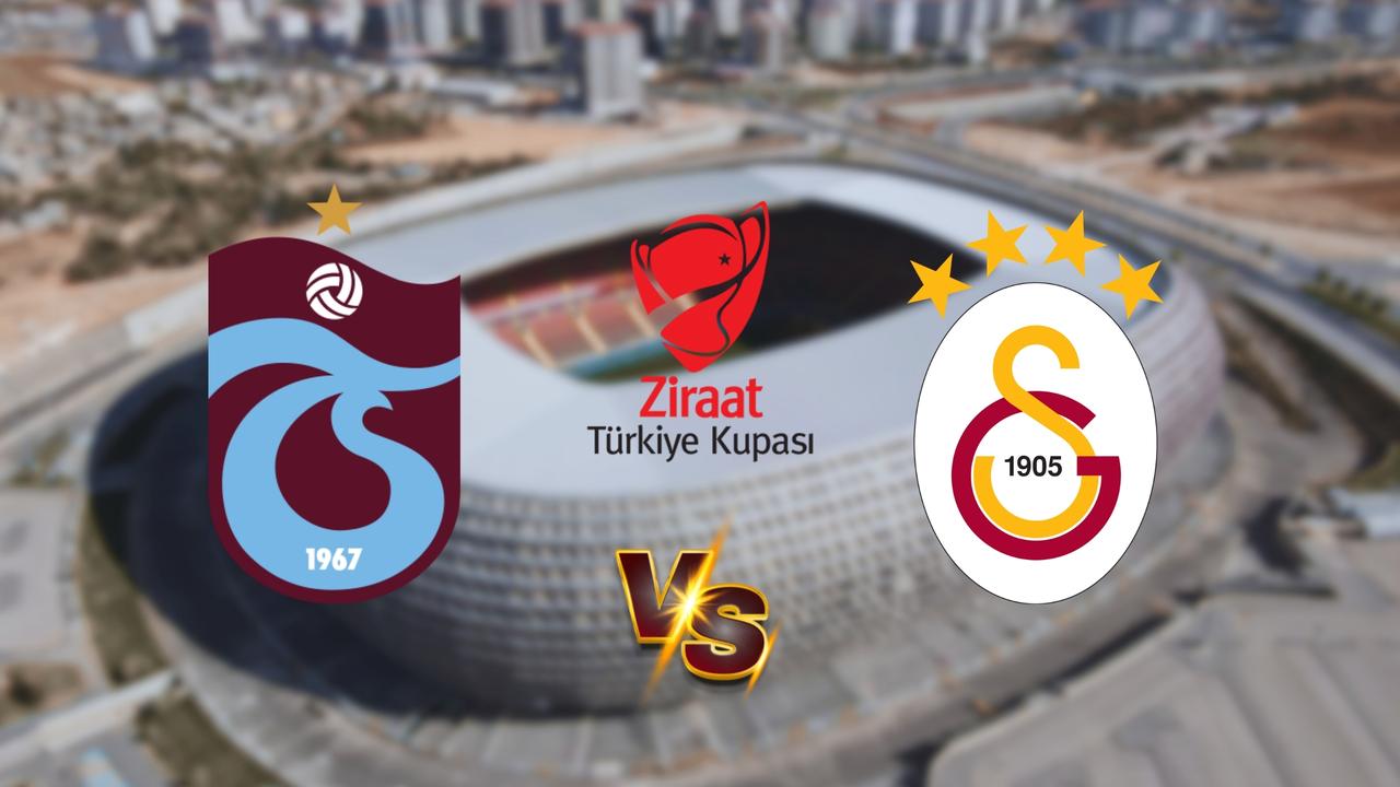 The emblems of Trabzonspor and Galatasaray stand prominently against the backdrop of Gaziantep Stadium. (Türkiye Today)