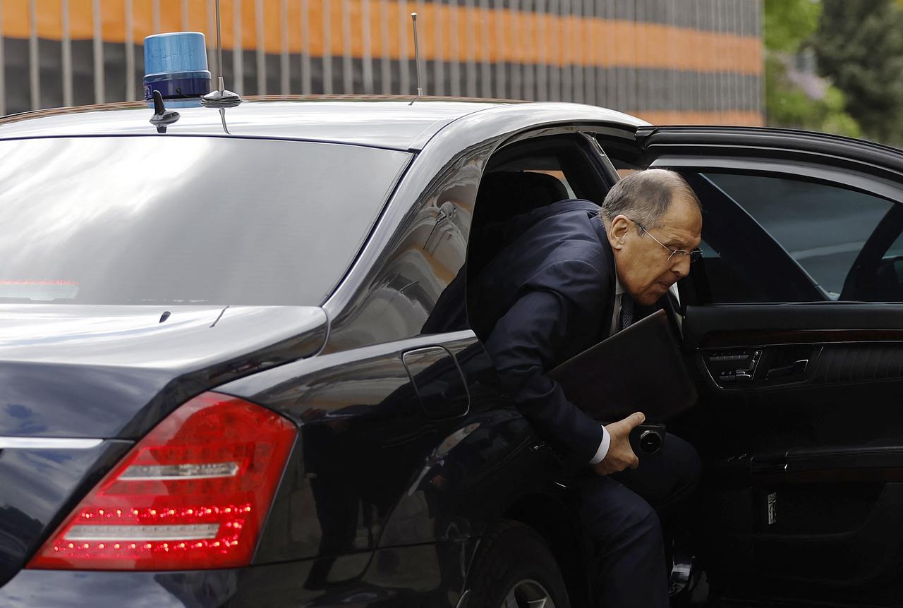 Russian Foreign Minister Sergei Lavrov arrives at a meeting of President Vladimir Putin with Venezuelan President Nicolas Maduro at the Kremlin in Moscow on May 7, 2025. (AFP Photo)