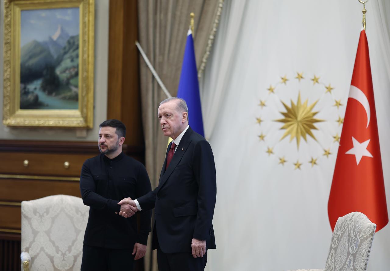 President Recep Tayyip Erdogan meets with Ukrainian President Volodymyr Zelenskyy at the Presidential Complex in Ankara, Türkiye on May 15, 2025.  (AA Photo)