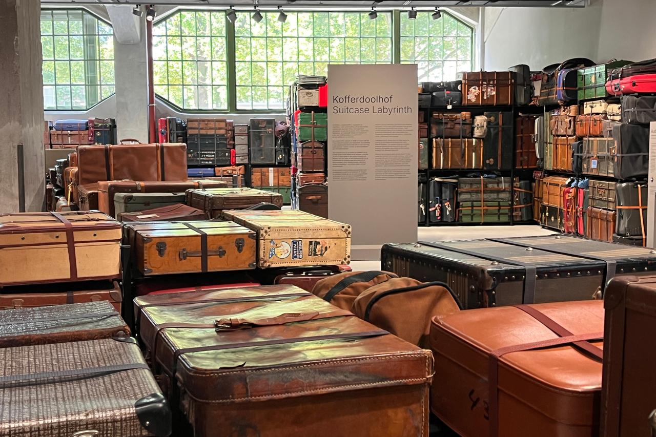 The Suitcase Labyrinth exhibition at Fenix museum features more than two thousand suitcases donated by migrants, offering visitors a way to hear their stories, Rotterdam, Netherlands, May 14, 2025. (Photo by Selin Hacialioglu/Türkiye Today)